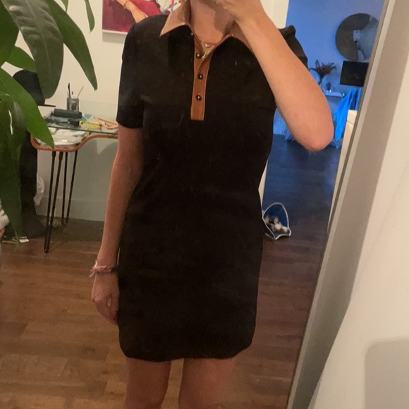 STAUD Jay Polo Dress with faux leather collar Size XS - Picture 5 of 15